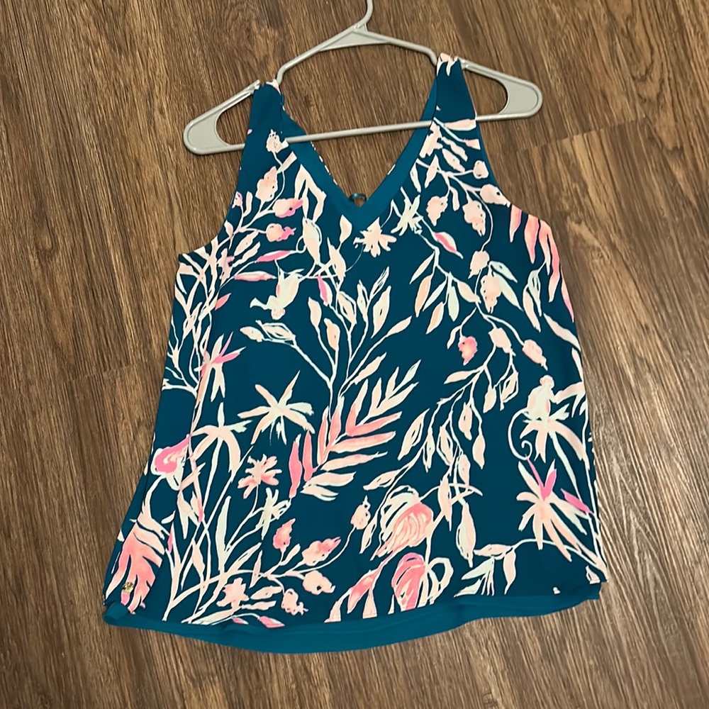 Lilly Pulitzer Florin Reversible Tank - Floral/Teal Blue